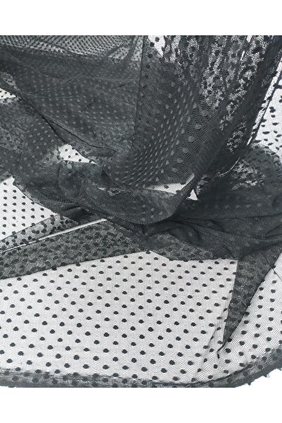 Kumaş Parça Tul cu buline în culoarea neagră (lățime 140 cm x lungime 400 cm)