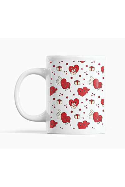 Nino Store Winged Heart Patterned Porcelain Mug Cup 300 ml – Cute Romantic Co...