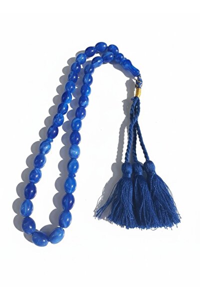 REX Ocean Blue Rosary – Oval Beads, Marble Texture 69788