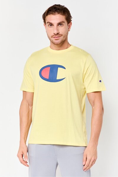 Champion Men Sportswear Fit Short Sleeve Outdoor T-Shirt, Pale Yellow