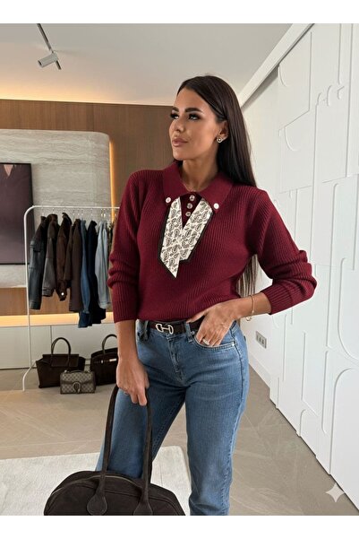 QBZ PULOVER CU GULER FULAR CU BUTONI