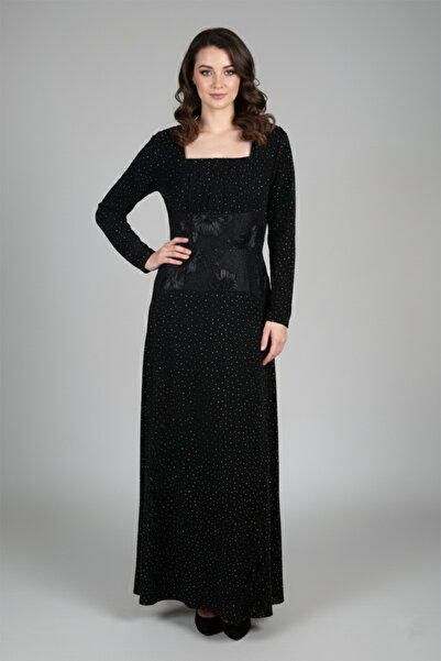 TREASUREISLAND long black polka dot dress