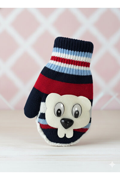 ÇOKLUSEPET Kalın Katlı Maskotlu Soğuktan Koruyucu Sıcak Tutan Çocuk Bebe Eldiven