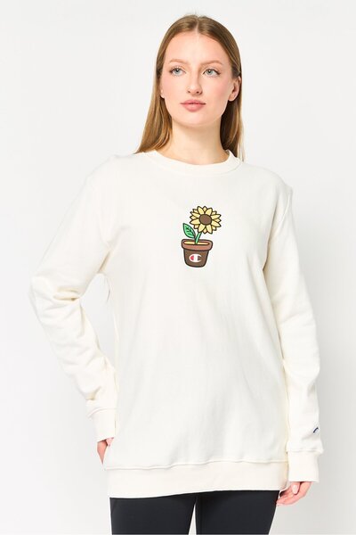 Champion Women Sportswear Fit Long Sleeve Outdoor Sweatshirt, White