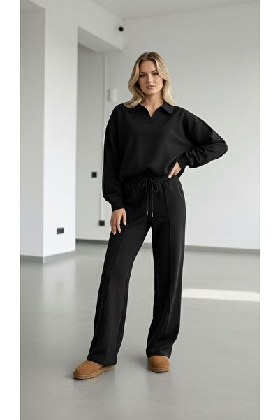 peri tower New Season Women's Modal Fabric Front Placket V-Neck Blouse and Trousers Two-Piece Suit 0060