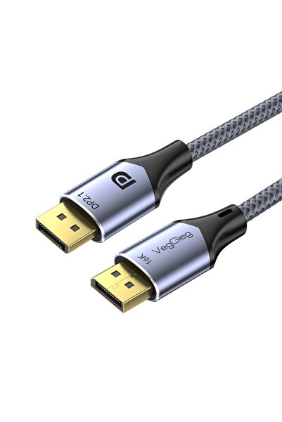 Veggieg Displayport 16K 60Hz 8K 240Hz 4K 240Hz 80 Gbps HDR ARC Örgülü DP 2.1 ...