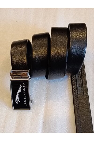 Butik Tülin حزام جلد صناعي أصلي للجنسين باللون الأسود والفضي من جاغوار بإبزيم...
