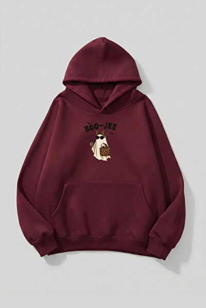 uyguntarz Hanorac unisex cu textura moale Boo-Jee Ghost cu imprimeu Design su...