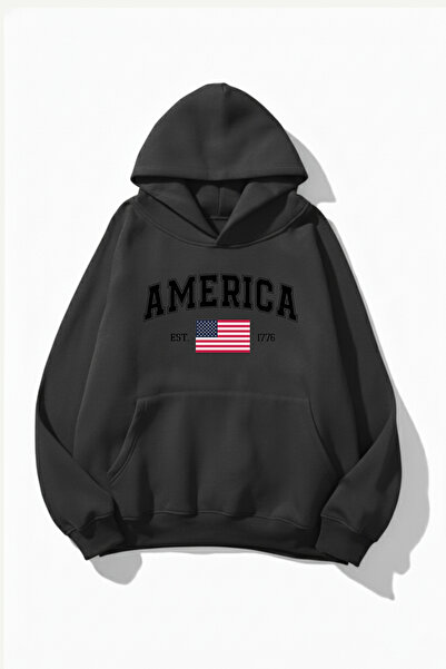 uyguntarz سويت شيرت هوديي ذو ملمس ناعم للجنسين من أمريكا مطبوع تصميم قصة فضفا...