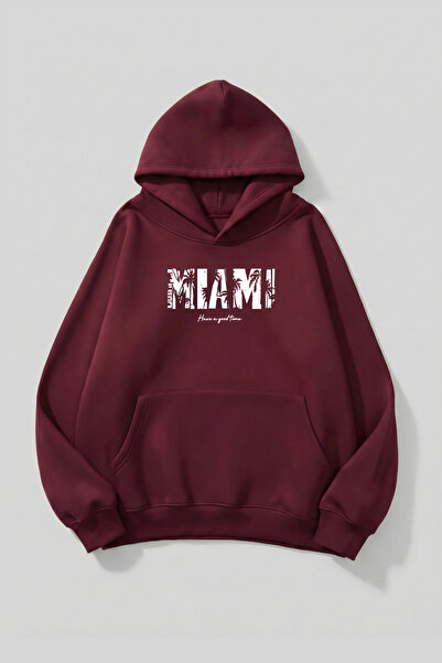 uyguntarz Unisex Soft Textured Miami Printed Design Oversized 3 Thread Hoodie...