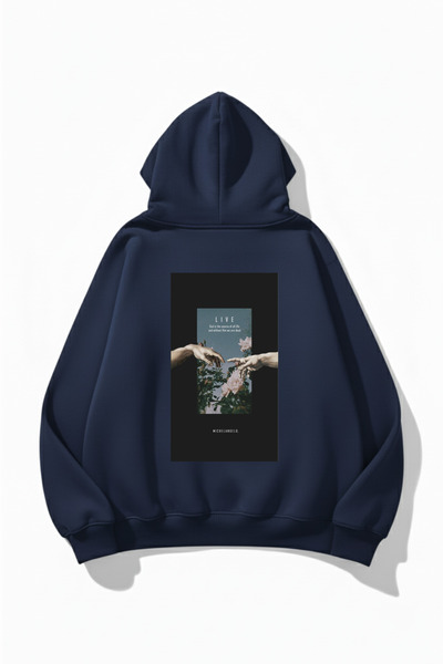 uyguntarz Hanorac unisex cu textura moale Live cu imprimeu Design supradimens...