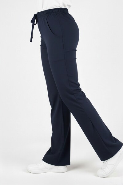 Nur Medikal Giyim Women's Navy Blue Stretch Fabric Flared Doctor Nurse Scrubs...