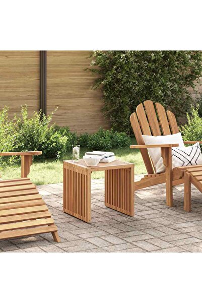 vidaxl طاولة جانبية للحديقة، لون بني، 45 × 42.5 × 45 سم، مصنوعة من خشب الساج الصلب