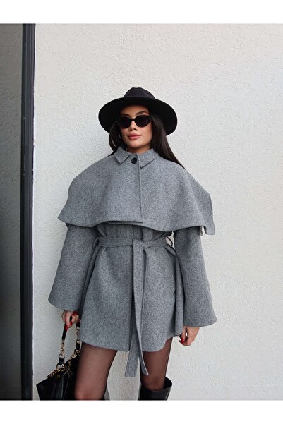 ESRAHELVACI Cape Detail Cashmere Coat