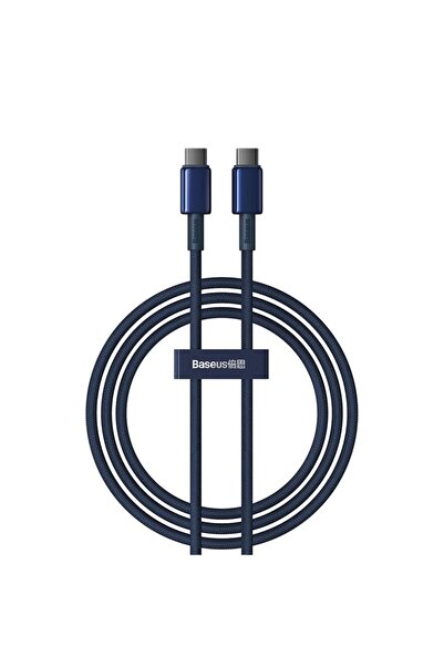 Baseus Cablu de date Type-C la Type-C 100W, încărcare super rapidă, 2m, 480Mbps, tungsten auriu, albastru