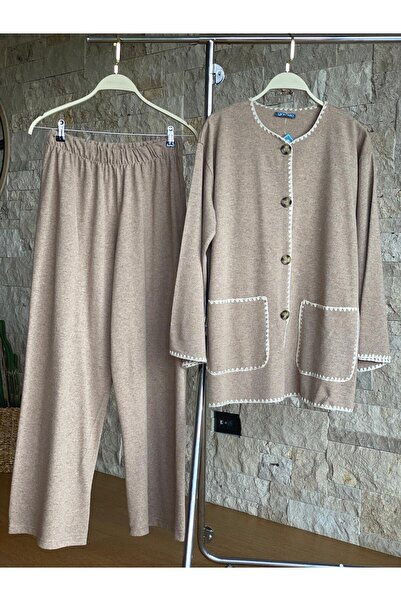 Hatun Atila HatunAtila Set de tricotaje Hera cu eșarfă cu detalii croșetate B...