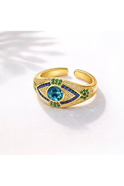 neslyaccessories Statement series - adjustable azure gaze ring (gold)