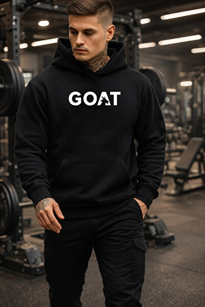 dont quıt Men's Hooded Sweatshirt Black Goat