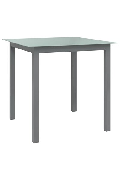 vidaxl Garden Table Light Grey 80x80x74 cm Aluminium and Glass