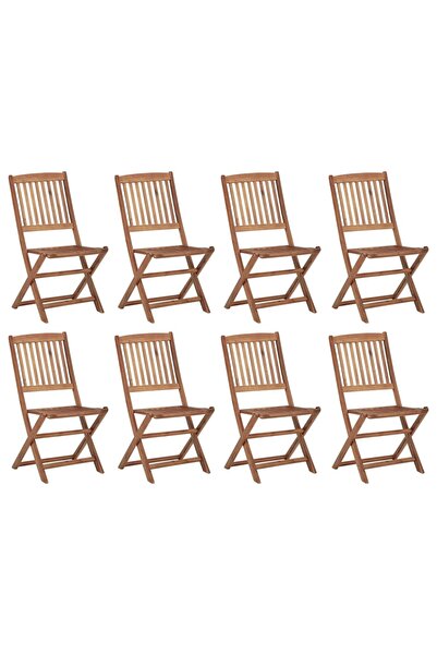vidaxl Folding Outdoor Chairs 8 pcs Solid Acacia Wood