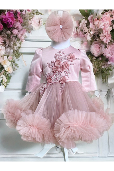 Hainute Magice Rochita Botez Fetita Roz Pudra Luxury