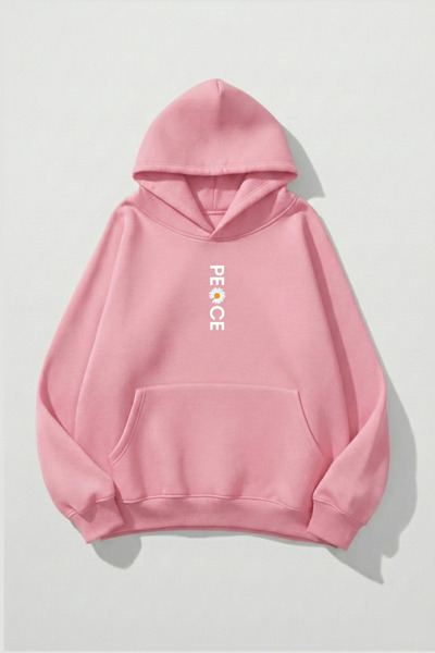 uyguntarz Hanorac unisex cu textura moale Peace cu imprimeu Design supradimen...