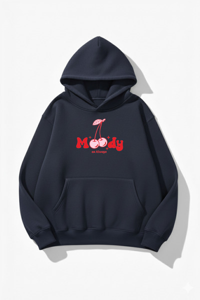 uyguntarz Hanorac unisex cu textura moale Moody Cheery cu imprimeu Design sup...