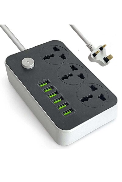Generic NEW Power Strips Extension Cord with 3 Outlets and 6 USB Ports - 2M B...