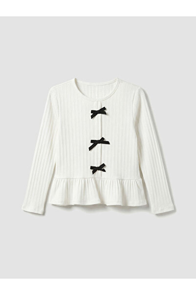 LC Waikiki Εκρού μπλουζάκι με φιόγκο για κορίτσια από την GÜLİS GİYİM