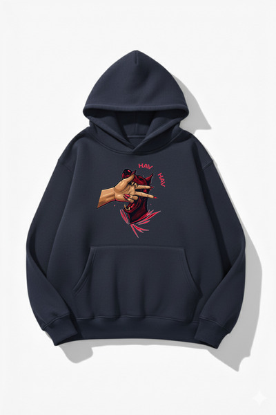 uyguntarz Hanorac unisex cu textura moale HAV HAV cu imprimeu Design supradim...