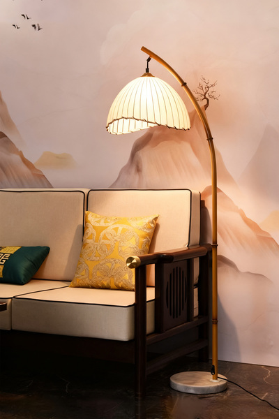 DIDA Retro Bamboo Floor Lamp Arc Floor Lamps for Living Room-168cm