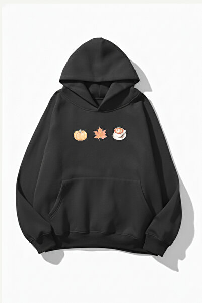 uyguntarz Hanorac unisex cu textura moale Pumpkin Spice & Cozy Vibes cu impri...