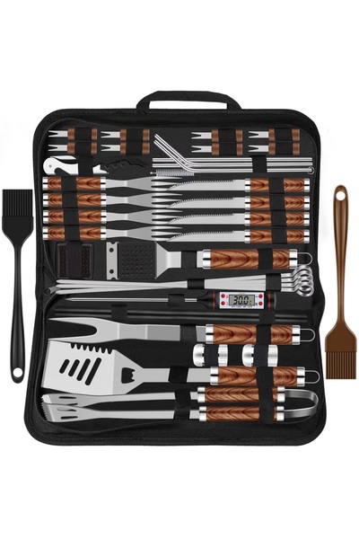 grilliance Set grătar 38 piese din oțel inoxidabil cu husă și covoraș, ideal cadou gratar premium