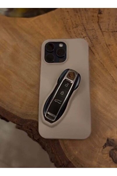 Beauenty جراب رمادي اللون لهاتف آيفون 15 برو ماكس بتصميم مفتاح سيارة بورش