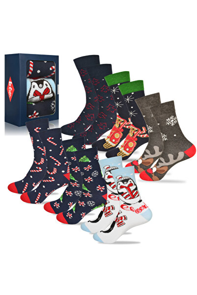 Lee Cooper Șosete de Crăciun pentru femei, călduroase, lungi, din bumbac, design festiv (6 perechi)