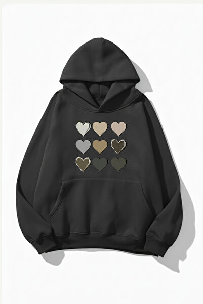 uyguntarz Hanorac unisex cu textura moale, cu cu imprimeu modele de inimă, su...