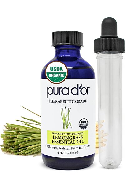 Pura D'or زيت عشبة الليمون العضوي العطري، 4 أونصة سائلة
