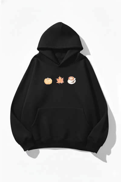 uyguntarz Hanorac unisex cu textura moale Pumpkin Spice & Cozy Vibes cu impri...