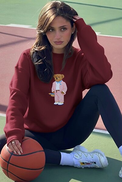 The Champ Clothing Γυναικείο φούτερ oversized ροζ με σχέδιο αρκούδας 3D εμπρι...