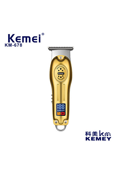 Kemier KM-678 Professional Hair Clipper with LCD Display, Digital Electric Trimmer, R-Shaped Cutter Head