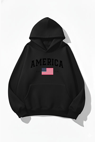 uyguntarz Φούτερ με κουκούλα Unisex με μαλακή υφή America με τύπωμα Design ov...