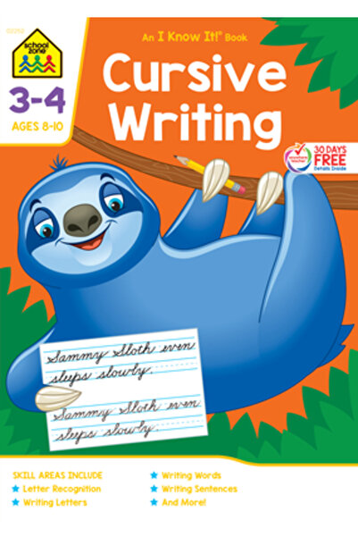 School Zone Caiet de lucru pentru scriere cursivă 3-4, ediție Deluxe