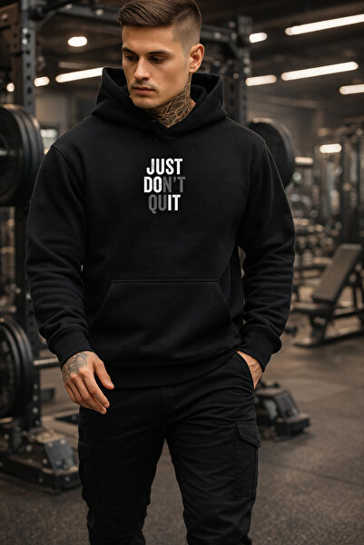 dont quıt Men's Hooded Sweatshirt Black Just Dont Quit