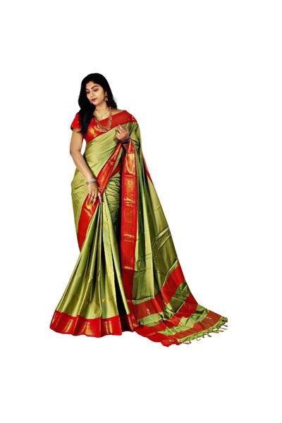 MYSMAR Green Soft Silk Saree - FFT1061 | Green