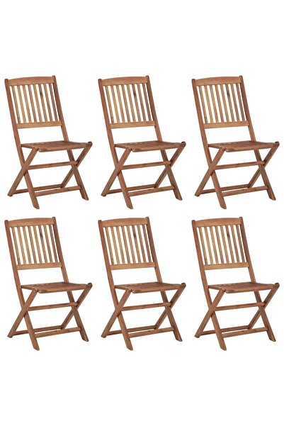 vidaxl Folding Outdoor Chairs 6 pcs Solid Acacia Wood