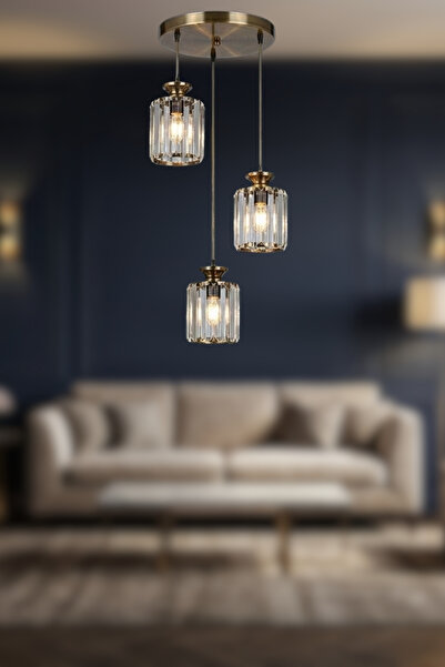 RONİSU AYDINLATMA Cristora Kristal Taşlı Sarkıt Avize - Modern Şık Taşlı Avize