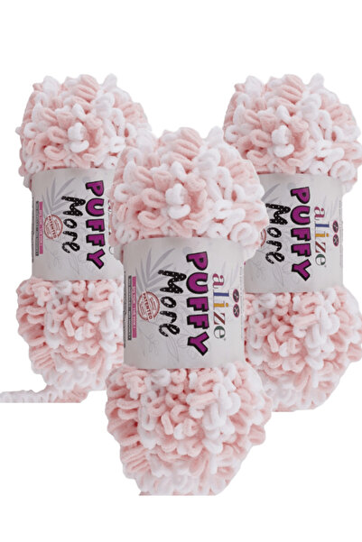 Alize خيوط حياكة يدوية من بافي مور 3 قطع –6272 وردي فاتح أبيض – 150 جرام. 11....