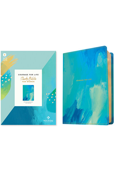 Tyndale House Publ Biblia de studiu NLT Curaj pentru viață pentru femei (imprimată din piele, albastru periat, cu filament)