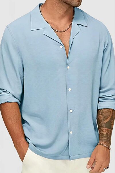 CAST COLLECTİON Baby Blue Muslin Linen Shirt for Boys