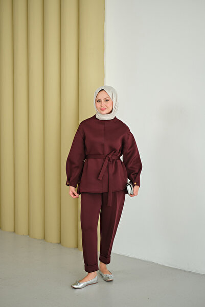 LOCCO Women's Waist Tie Set Burgundy